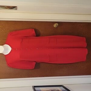 St John Marie Gray Red Wool Dress Large (see measurements)